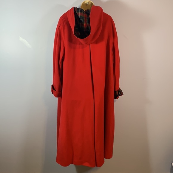 Avoca collection wicklow Ireland red hooded Cloak long wool coat tartan medium - Picture 7 of 16